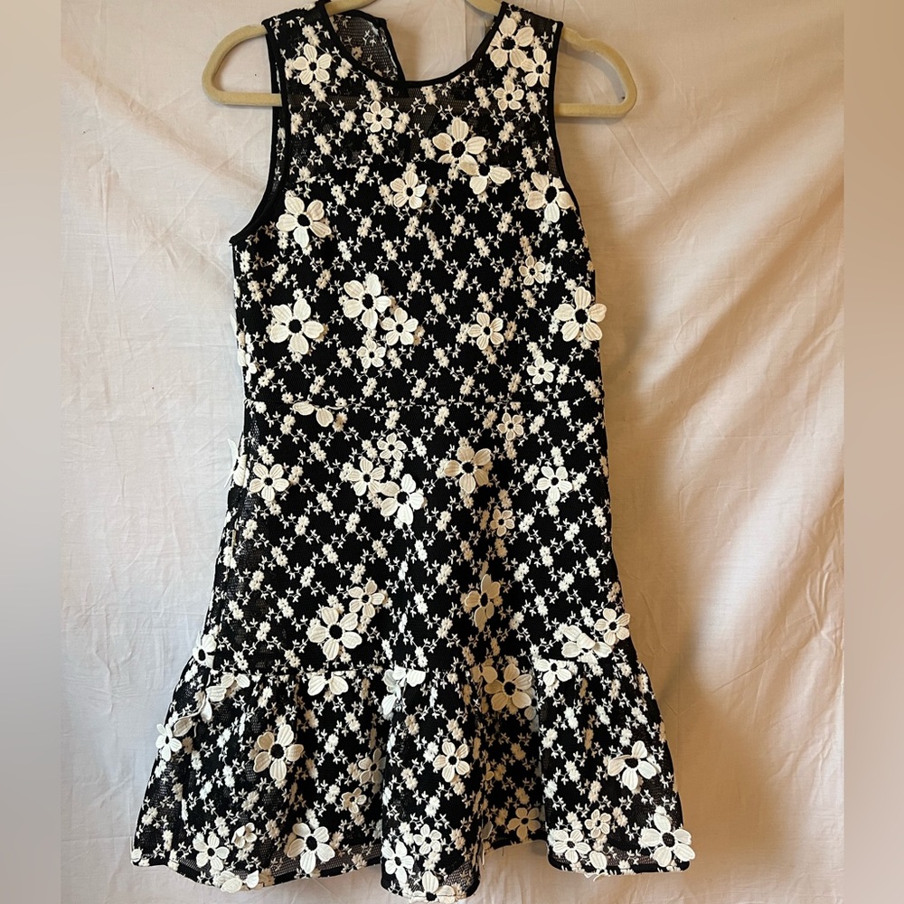 Micheal Kors black and white floral embellished dress
